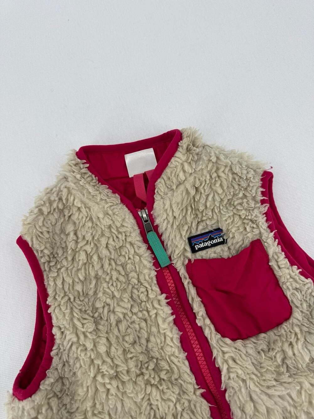 Patagonia Retro-X Fleece Vest Size 5T Cream Pink Sherpa